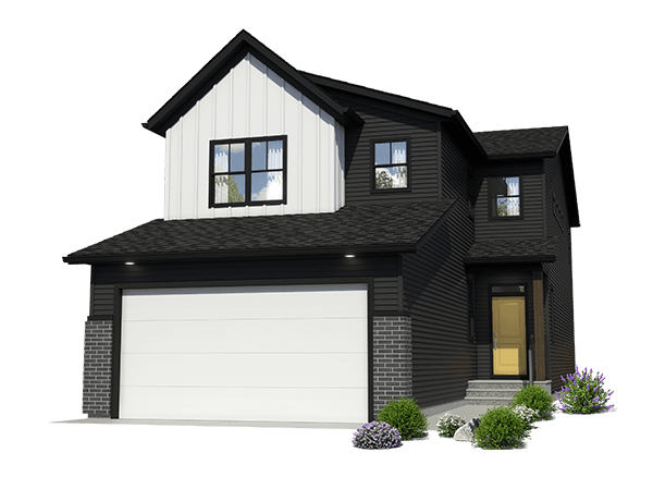Front-facing image of a front-garage rendering