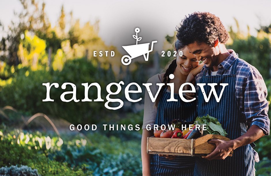 Rangeview logo over community landscape